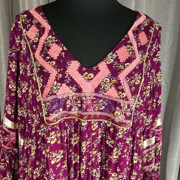 Multicolored Floral Long Sleeve V-Neck Maxi Dress - Picture 3 of 8